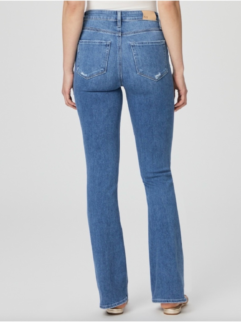 PAIGE High Rise Laurel Canyon Boot Jean Size 30 Petite Bellflower Distressed NWT - Picture 2 of 10